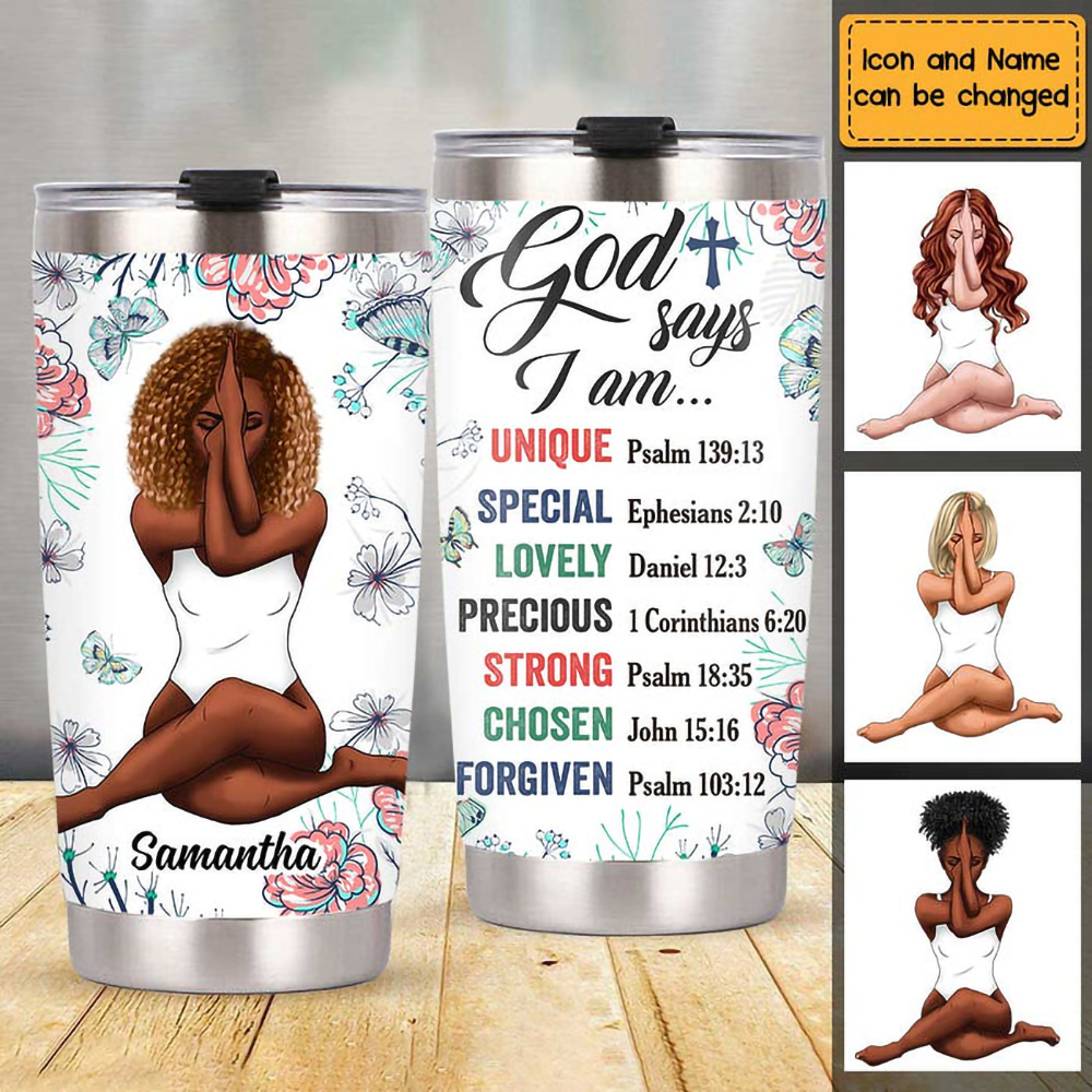 God Says Floral Steel Tumbler