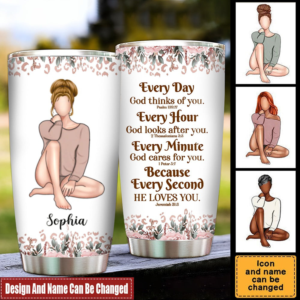 Everyday God Thinks Of You-Personalized Tumbler