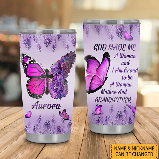 Butterfly God Made Me Personalized Tumbler