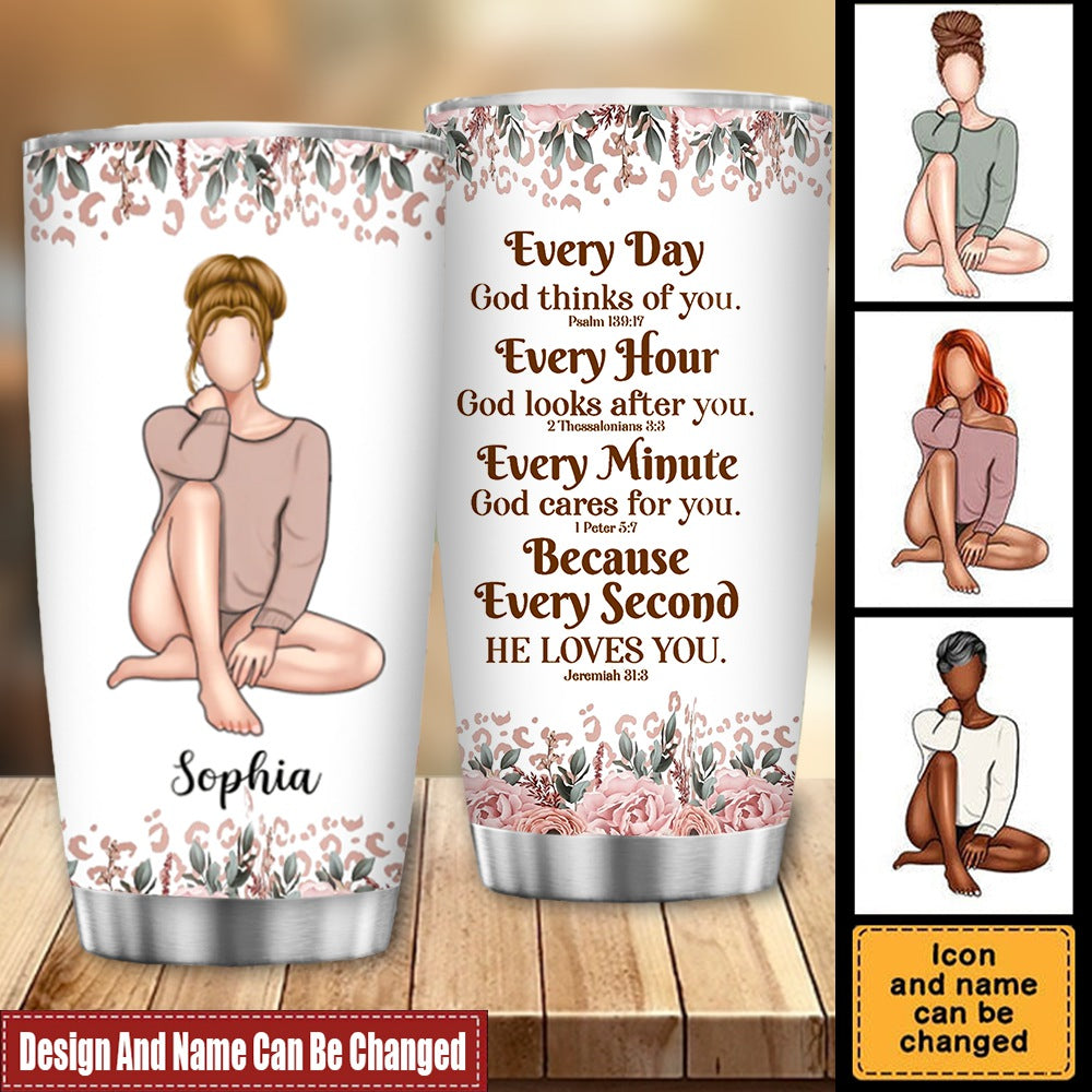 Everyday God Thinks Of You-Personalized Tumbler