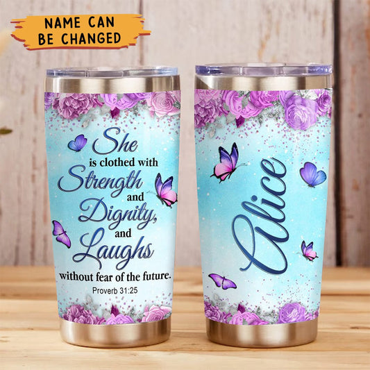 KISSFAITH-Personalized Bible Faith Butterfly Tumbler